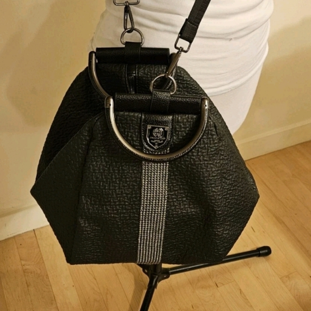 New Jingpin Black Multifunctional Backpack Crossbody Duffle FauxLeather - Picture 2 of 12